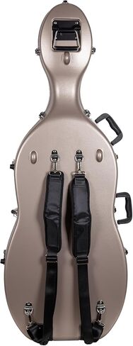 Crossrock ABS Cello Case for 4/4 & 3/4 Size | Champagne Matte Finish, Wine Red Velvet Interior, Molded Hardshell with Wheels, Lock, Dual Bow Holders & Backpack Straps​ in Saudi Arabia