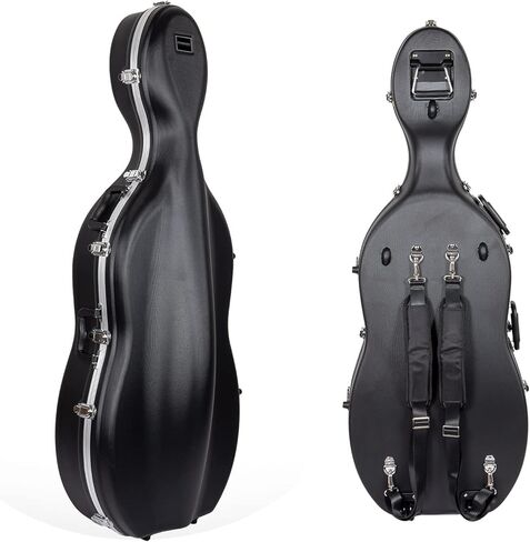 Crossrock ABS Cello Case for 4/4 & 3/4 Size | Champagne Matte Finish, Wine Red Velvet Interior, Molded Hardshell with Wheels, Lock, Dual Bow Holders & Backpack Straps​ in Saudi Arabia