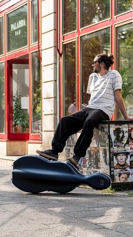 Crossrock ABS Cello Case for 4/4 & 3/4 Size | Champagne Matte Finish, Wine Red Velvet Interior, Molded Hardshell with Wheels, Lock, Dual Bow Holders & Backpack Straps​ in Saudi Arabia