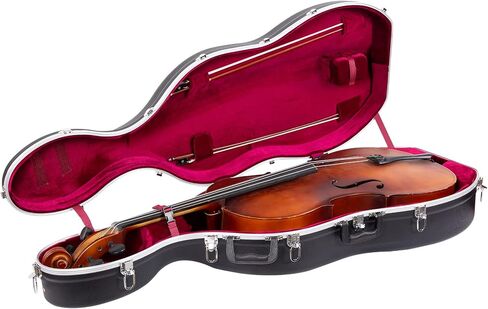 Crossrock ABS Cello Case for 4/4 & 3/4 Size | Champagne Matte Finish, Wine Red Velvet Interior, Molded Hardshell with Wheels, Lock, Dual Bow Holders & Backpack Straps​ in Saudi Arabia
