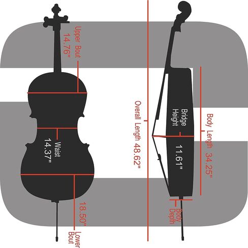 Crossrock ABS Cello Case for 4/4 & 3/4 Size | Champagne Matte Finish, Wine Red Velvet Interior, Molded Hardshell with Wheels, Lock, Dual Bow Holders & Backpack Straps​ in Saudi Arabia