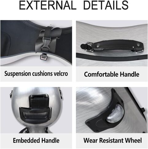 yinfente carbon cello cello case 4/4 مقبض مدمج الحجم الكامل ، العجلة ، المحمول الخلفي ، تشيلو مربع الصلبة الصلبة الخفيفة الوزن (اللون الأخضر السوداء) in Kuwait