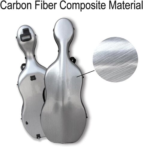 yinfente carbon cello cello case 4/4 مقبض مدمج الحجم الكامل ، العجلة ، المحمول الخلفي ، تشيلو مربع الصلبة الصلبة الخفيفة الوزن (اللون الأخضر السوداء) in Kuwait
