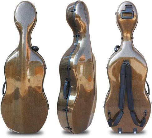 yinfente carbon cello cello case 4/4 مقبض مدمج الحجم الكامل ، العجلة ، المحمول الخلفي ، تشيلو مربع الصلبة الصلبة الخفيفة الوزن (اللون الأخضر السوداء) in Kuwait