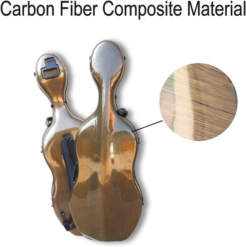 yinfente carbon cello cello case 4/4 مقبض مدمج الحجم الكامل ، العجلة ، المحمول الخلفي ، تشيلو مربع الصلبة الصلبة الخفيفة الوزن (اللون الأخضر السوداء) in Kuwait