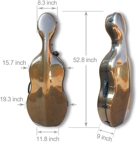 yinfente carbon cello cello case 4/4 مقبض مدمج الحجم الكامل ، العجلة ، المحمول الخلفي ، تشيلو مربع الصلبة الصلبة الخفيفة الوزن (اللون الأخضر السوداء) in Kuwait