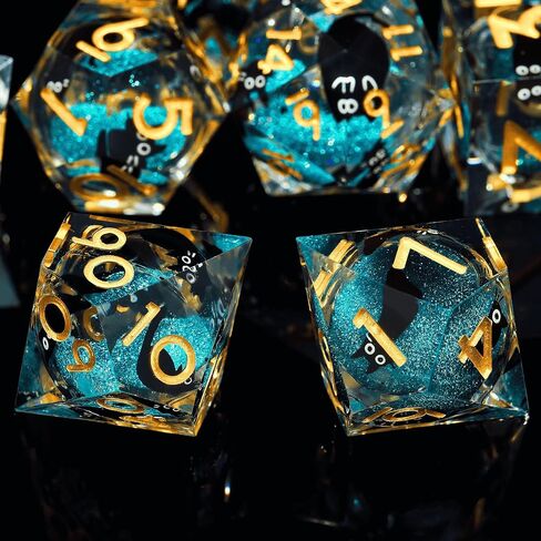 Liquid Core Cat DND Dice Set 7Pcs with Box- Sharp Edge Cute Cat Style Resin Dungeons and Dragons Dice for D&D, Roleplaying Games, RPG, MTG, Table Games D20 D12 D10 D8 D6 D4(Cathead-White) in Kuwait
