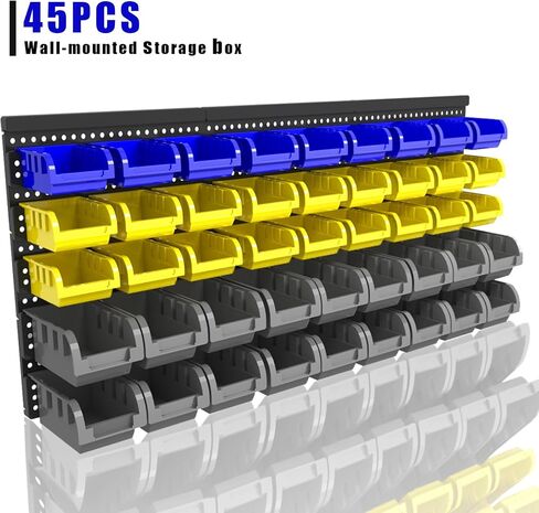 75pcs صناديق تخزين المرآب مثبتة على الحائط ، نظام رف قطع الغيار ، منظمي شنق ومكدس من البلاستيك ، تخزين الأجهزة والأدوات لورشة العمل ، غرفة الحرفية ، المدرسة ومتجر ، 30 ٪+45pcs ، مجموعتين in Saudi Arabia
