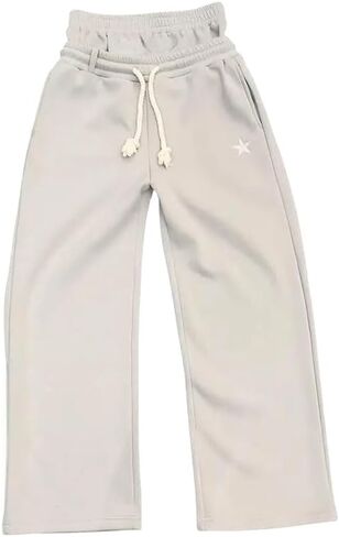 Double Waisted Sweatpants Men Y2k Wide Leg Baggy Sweatpants Loose Star Embroidery Hip Hop Pants Drawstring Gym Joggers in Saudi Arabia