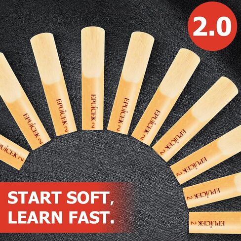 Alto Sax Reeds 2.5 - 10 حزمة للمبتدئين والطلاب ، وممارسة ساكسفون سهلة الممارسة مع صندوق بلاستيكي وحقيبة مخملية ، قوة ناعمة للاستخدام اليومي in Kuwait