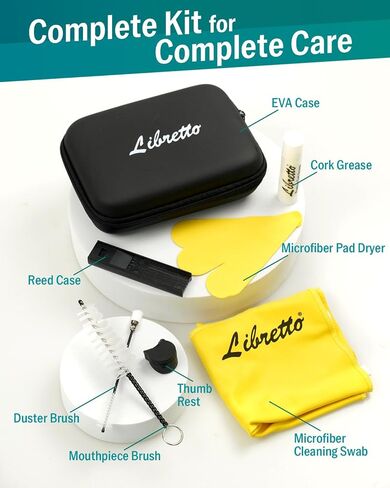 Libretto All-Inclusive Clarinet Care Kit with EVA Case – Cleaning Tools, Cork Grease, Thumb Rest, Cloth, Pad Dryers, and Brushes in Saudi Arabia