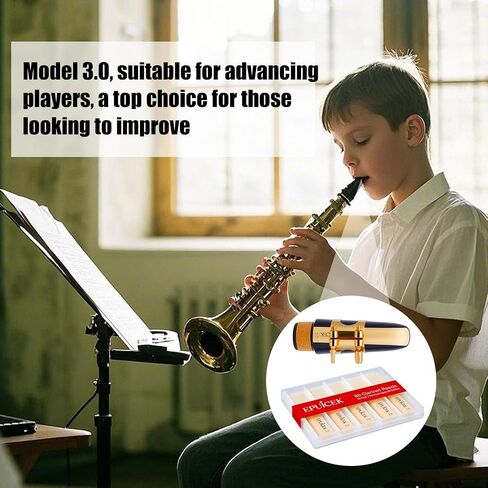 10 Pack Bb Clarinet Reeds 2.5 Strength for Beginner and Player, Thinner Reed Tip & Unfiled Cut for Easy Play, Traditional Bb Clarinet Reeds with Plastic Case in Kuwait