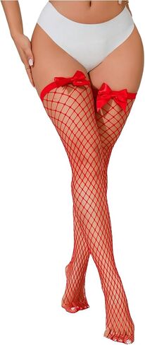 WDIRARA Women's Leopard Fishnet Thigh High Stockings Sheer Party Club Tights in Saudi Arabia