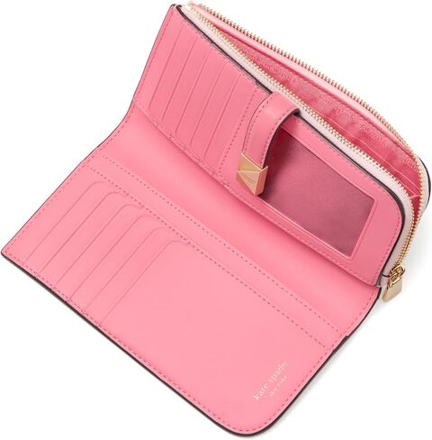 kate spade new york Deco Pebbled Leather Zip Slim Wallet, True White in Saudi Arabia