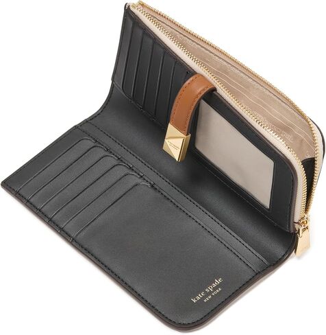 kate spade new york Deco Pebbled Leather Zip Slim Wallet, True White in Saudi Arabia