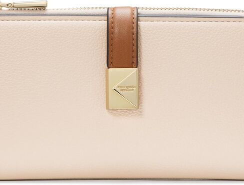 kate spade new york Deco Pebbled Leather Zip Slim Wallet, True White in Saudi Arabia