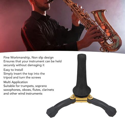 Walfront Soprano Saxophone Stand Foldable Portable Sax Tripod Holder for Straight With Material of Steel Plastic Sponge Trumpet Oboe Clarinet in Saudi Arabia