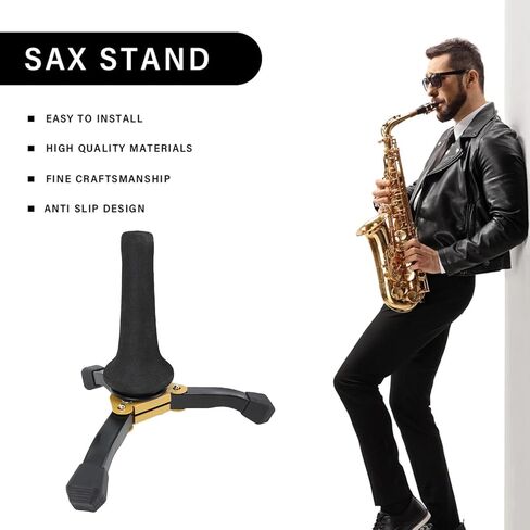 Walfront Soprano Saxophone Stand Foldable Portable Sax Tripod Holder for Straight With Material of Steel Plastic Sponge Trumpet Oboe Clarinet in Saudi Arabia