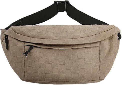 Klaoyer checkered Fanny Pack for Women Travel Weist Pack Plaid Sling Bag العصرية Crossbody Pres Bets Handbag (Black) in Kuwait