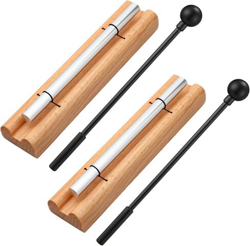 yeshone 2 مجموعة الدقات اليدوية للتأمل في الفصل الدراسي أجراس أدوات إدارة الفصول الدراسية أداة مع مطرقة للتأمل مدرسة صلاة اليوغا (لهجة واحدة ، لون خشبي) in Kuwait