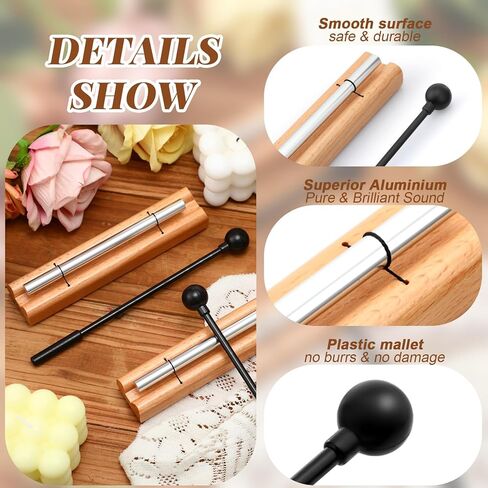 yeshone 2 مجموعة الدقات اليدوية للتأمل في الفصل الدراسي أجراس أدوات إدارة الفصول الدراسية أداة مع مطرقة للتأمل مدرسة صلاة اليوغا (لهجة واحدة ، لون خشبي) in Kuwait