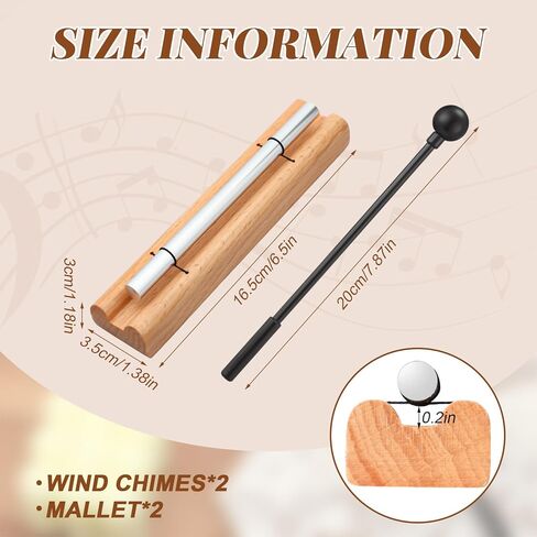 yeshone 2 مجموعة الدقات اليدوية للتأمل في الفصل الدراسي أجراس أدوات إدارة الفصول الدراسية أداة مع مطرقة للتأمل مدرسة صلاة اليوغا (لهجة واحدة ، لون خشبي) in Kuwait