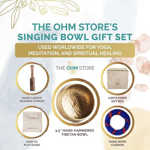 Ohm Store Tibetan Singing Bowl Set — Meditation Sound Bowl Handcrafted (3.5″ Original) in Kuwait