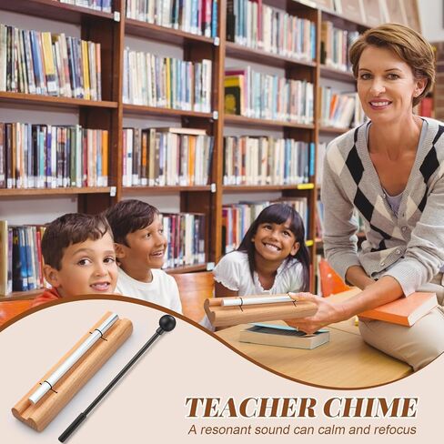 yeshone 2 مجموعة الدقات اليدوية للتأمل في الفصل الدراسي أجراس أدوات إدارة الفصول الدراسية أداة مع مطرقة للتأمل مدرسة صلاة اليوغا (لهجة واحدة ، لون خشبي) in Kuwait