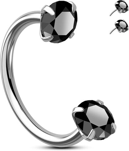 Melighting 20G Horseshoe Nose Rings Stainless Steel 316L, Double Cubic Zirconia Threadless Push in Nose Stud Hoop Piercing, Cartilage Lip Helix Piercing Jewellery for Women 7/8/9 mm in Saudi Arabia