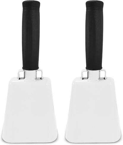 Deke Home - 2 Pack 7 Inch Steel Cowbells with Handle, Loud Noise Makers for Football, Sports, Parties, Competitions, School Spirit & Safety, Large Hand Bell for Cheering & Percussion Instrument in Saudi Arabia