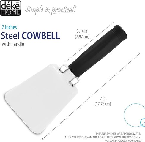 Deke Home - 2 Pack 7 Inch Steel Cowbells with Handle, Loud Noise Makers for Football, Sports, Parties, Competitions, School Spirit & Safety, Large Hand Bell for Cheering & Percussion Instrument in Saudi Arabia