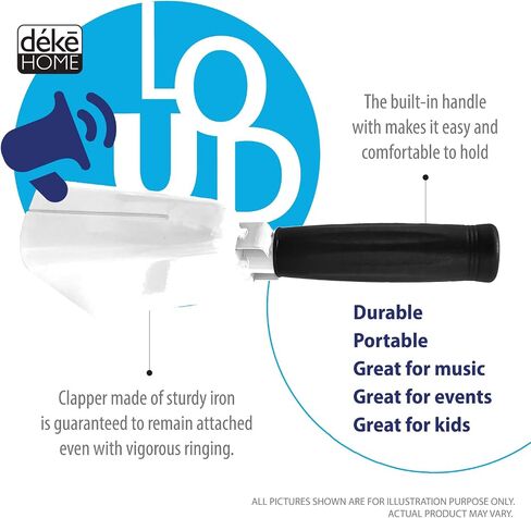 Deke Home - 2 Pack 7 Inch Steel Cowbells with Handle, Loud Noise Makers for Football, Sports, Parties, Competitions, School Spirit & Safety, Large Hand Bell for Cheering & Percussion Instrument in Saudi Arabia