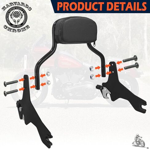 Custom 26"Tall Adjustable Sissy Bar Docking for Harley Davidson 2018-2024 Low Rider Models Lowrider ST FXLR FXRST FXLRS FXLRST Sport Glide FLSB Dyna Gloss Black in Saudi Arabia