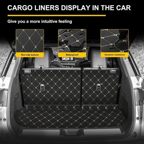 Cargo Mat & Backrest Mat Fit for 2022-2025 Infiniti QX60 - Leather Trunk Liner Back Seat Cover Protector - All Weather Protection PU Leather Cargo Liner and Backrest Mat QX460 Accessories in Kuwait