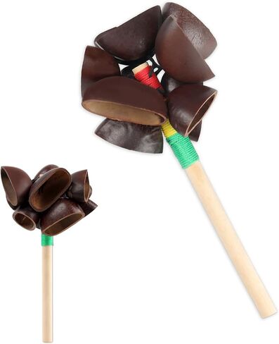 شاكر الطبيعية الأفريقية Maracas 5.9 "x 3.14" Cacho Seed Pod Pod Rattle Handmade Homes Handsion Musical Musical Musical - Nature Sounds for Unditation و ASMR و Sound Therapy و Yoga (Juju) in Kuwait