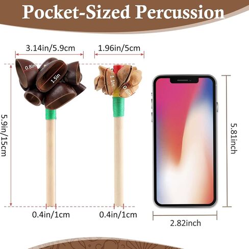 شاكر الطبيعية الأفريقية Maracas 5.9 "x 3.14" Cacho Seed Pod Pod Rattle Handmade Homes Handsion Musical Musical Musical - Nature Sounds for Unditation و ASMR و Sound Therapy و Yoga (Juju) in Kuwait