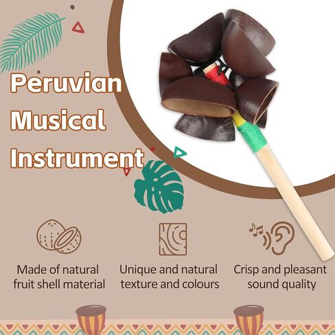 شاكر الطبيعية الأفريقية Maracas 5.9 "x 3.14" Cacho Seed Pod Pod Rattle Handmade Homes Handsion Musical Musical Musical - Nature Sounds for Unditation و ASMR و Sound Therapy و Yoga (Juju) in Kuwait