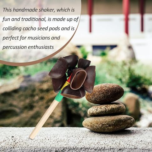 شاكر الطبيعية الأفريقية Maracas 5.9 "x 3.14" Cacho Seed Pod Pod Rattle Handmade Homes Handsion Musical Musical Musical - Nature Sounds for Unditation و ASMR و Sound Therapy و Yoga (Juju) in Kuwait
