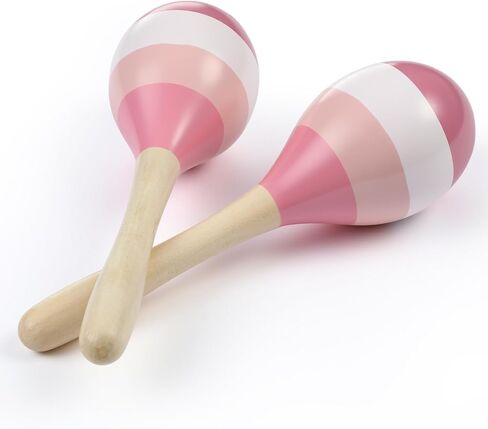 Boao 2 Pcs Mini Wooden Maracas Wooden Hand Percussion Rattles Colorful Shaker Musical Instruments Noisemaker Musical Party Favor For Birthday Party Classroom(Light Color) in Kuwait