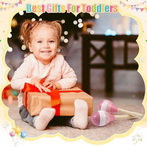 Boao 2 Pcs Mini Wooden Maracas Wooden Hand Percussion Rattles Colorful Shaker Musical Instruments Noisemaker Musical Party Favor For Birthday Party Classroom(Light Color) in Kuwait