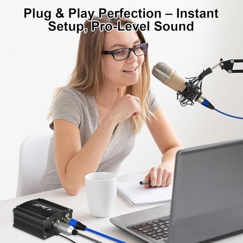 J&D 48V Phantom Power Supply ، تصميم قناة واحدة مع محول ، متوافق مع أي ميكروفونات مكثفة ، مثالية لتسجيل الموسيقى الاحترافية واستخدام الاستوديو ، الأسود in Kuwait