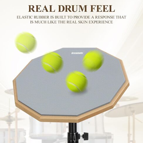 طبلة PAND PAD SNARE SNARE STAND SET 12 في وسادة الطبل الصامتة المزدوجة ، وعصي الطبل ، حمل حقيبة قابلة للتعديل (رمادي) in Kuwait