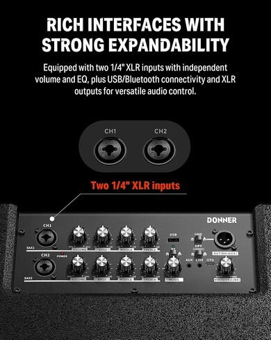 Donner Electric Drum Amp ، 1000 واط اللاسلكي ، مكبر للصوت إلكتروني محمول للاستخدام متعدد المشهدات DDA-1000 in Saudi Arabia
