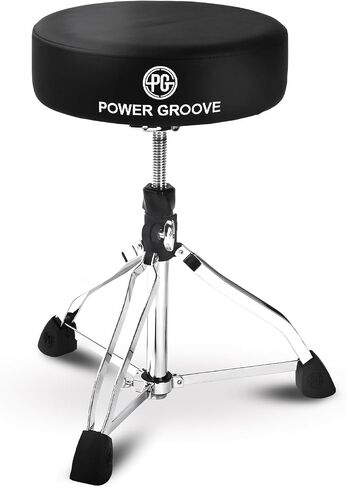 Powergroove طبلة العرش ، براز أسطوانة قابل للتعديل للبالغين والأطفال ، مقعد طبل مبطن ، أقدام مطاطية مضادة للانزلاق ، قاعدة مزدوجة الدعم الثلاثي ، عرش طبل مع طبل 5A in Saudi Arabia