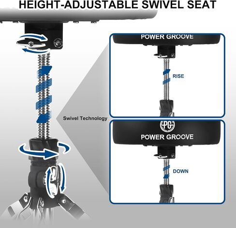 Powergroove طبلة العرش ، براز أسطوانة قابل للتعديل للبالغين والأطفال ، مقعد طبل مبطن ، أقدام مطاطية مضادة للانزلاق ، قاعدة مزدوجة الدعم الثلاثي ، عرش طبل مع طبل 5A in Saudi Arabia