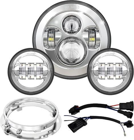 7 inch LED Motorcycle Headlight 4.5" Fog Passing Lights DOT Kit For Harley Davidson Road King Fat Boy Street Glide CVO Tri Glide Switchback Electra Glide Ultra Limited Indian,Kawasaki,BMW,Yamaha in Saudi Arabia