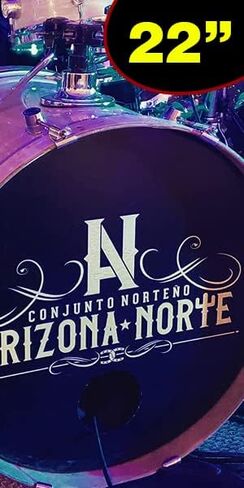 22 Inch Custom Waterproof Bass Drum Decal - Personalized Stickers for Drums, Full Color Logo Band, Head Wrap, Easy Apply & Remove for Professional or DIY Kits, Made in USA in Kuwait