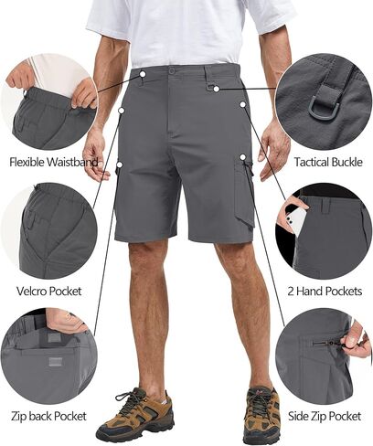 Mens Cargo Shorts, Lightweight Hiking Shorts for Men, Multi-Pocket Quick Dry Fishing ShortsFor Golf,Camping, Travel in Kuwait