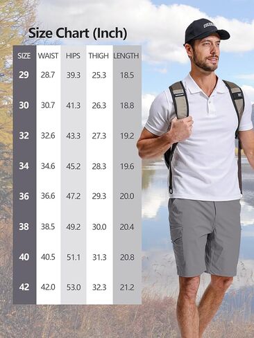 Mens Cargo Shorts, Lightweight Hiking Shorts for Men, Multi-Pocket Quick Dry Fishing ShortsFor Golf,Camping, Travel in Kuwait