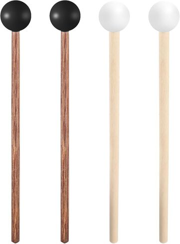 4 PCS Steel Longan Mallets ، Mallet Xylophone ، Malockenspiel Mallets ، 5.6 in Rubber Percussion Mallet ، childr's Rubber Drumsticks ، Wooden Accussion Sticks ، Black & White in Saudi Arabia